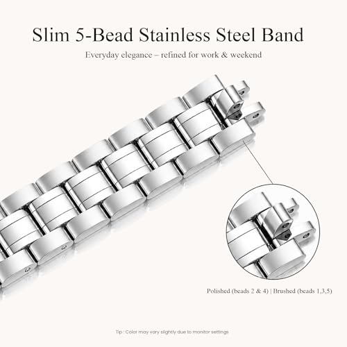 Image of STIROLL Thin Replacement Band Compatible for Apple Watch 38mm 40mm 41mm 42mm(Series 11 10), Stainless Steel Metal Wristband Women Men for iWatch Ultra SE Series 9 8 7 6 5 4 3 2 1, Silver