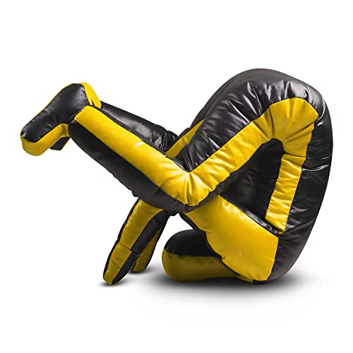 DAAN MMA Grappling Dummy Judo Punching Bag Dummy BJJ Wrestling Dummy Sitting Position Brazilian JIU Jitsu Submission Self Defense Training Vinyl Multicolor Choose Dummy 170cm UNFILLED (Black/Yellow)