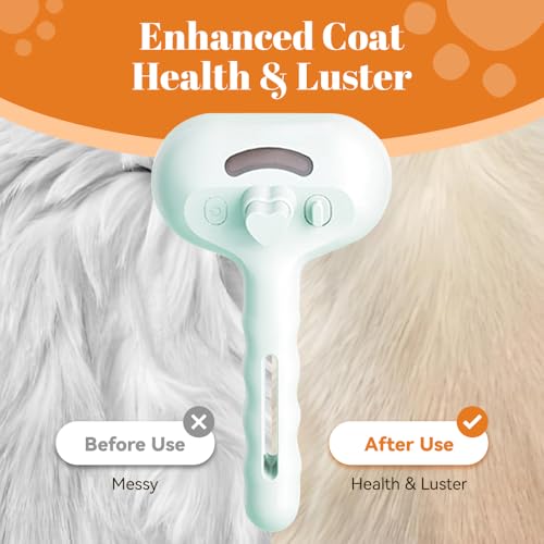 Image of Cat Steam Brush, 3 in 1 Pet Spray Hair Removal Comb for Shedding & Grooming, Pet Grooming Brush with Spray, One-Click Release Button and Tank, Spritz Defur Comb for Cats Dogs, Effective(White)