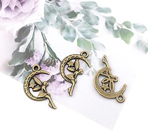 UESDU Antique Silver Celestial Charms, 23 Pack Mixed Stars Moon Sun Styles Charms Pendants Crafts Supplies, Pendants for DIY Necklace Bracelet Jewelry Making Crafting