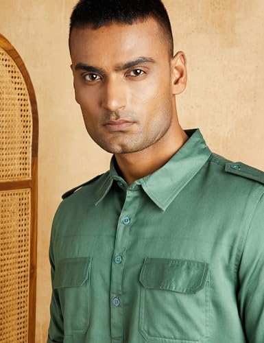 Image of Amazon Brand - Symbol Men's Cotton Solid Kurta Pyjama Set