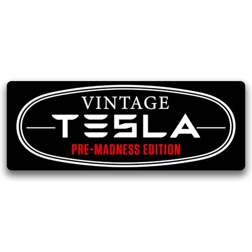 Image of Magnet Me Up Vintage Tesla Pre-Madness Edition 3x8 Inches Retro Car Magnet for Tesla Fans Waterproof, UV-Printed Magnetic Decal for Cars, Trucks, SUVs Made in USA