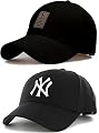 SELLORIA A Brand Soft Cotton Adjustable Unisex Cap for Men and Women Freesize Baseball Caps (Pack of 2) (Black+Black)