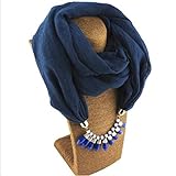 loop schal blau mit punkten Material: Polyester YUANCHENG Frauen einfarbig Schal Charme Anhänger Halskette Schal Schmuck Schal Hijabs weiblich Strandausflug Pareos Zubehör Schals blau