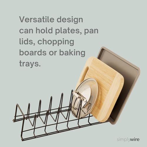simplywire – Plate/Baking Tray/Pan Lid Rack – Kitchen Cupboard Storage Organiser - Black Plastic Coated Steel - Image 3