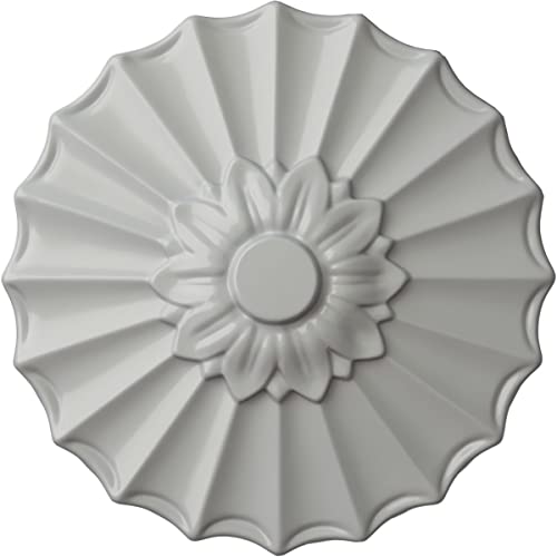 Image of Ekena Millwork CM09SHFRF 9 inchOD X 1 3 /8 inchP Shakuras Ceiling Medallion Fits Canopies Up to 1 3 /8 inch, Frost