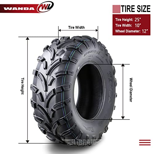 Image of WANDA Set 4 ATV UTV Tires 25x10-12 25x10x12 6PR P373 High Load Capcity Mud | Lite-Mud Series All Terrain Hybrid Agil & Versatile