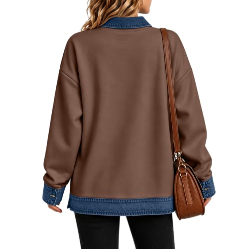 Womens Long Sleeve Tops for Fall Denim Basic Fit Side Slit Workout Top - image 5
