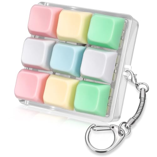 Keyboard Fidget, 9-in-1 Keyboard Keychain Push Bubble Sensory Fidget Keychains,