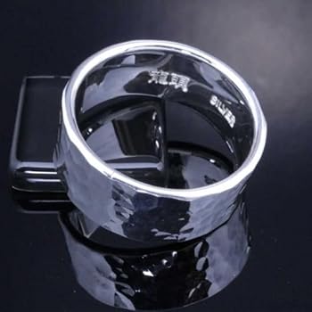 Amazon | [龍頭] シルバー 950 丸 鎚目 リング 幅 10mm メンズ