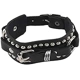 Grrre: 24 x 3 cm Cobeky Mode Punk Rivet Stud Fashion Unisex LedergüRtel Armreif (Schwarz)
