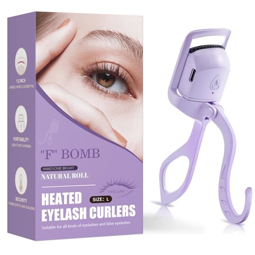 Heated Eyelash Curler Fast Heat Up in 5s - C-Shaped Rechargeable Electric Eyelash Curler for 24H...