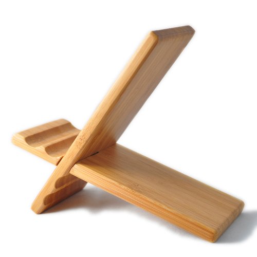 SunSmart Natural Wood Bamboo Hard Panel Stand for iPhone,iPad,Samsung Mobile Phone,Tablet PCs, eReaders, Artwork and More (Bamboo)