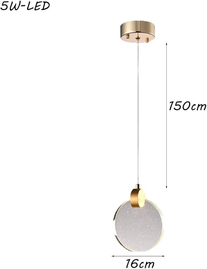 SAIVITT Gouden kristallen hanglamp, warm wit licht, led-bedlampjes, hanglamp, slaapkamer, hotel, modern, decoratieve kristallen lamp, kroonluchter voor woonkamer, eetkamer, keuken, studeerkamer, D16 cm photo 2