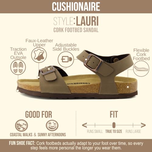 Image of CUSHIONAIRE Lauri Cork Footbed Sandals for Women with Back Strap, Adjustable Double Buckle Ankle Strap Sandals, Memory Foam