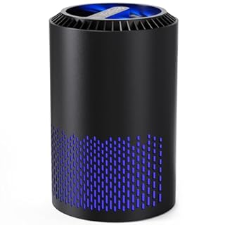 AROEVE Air Purifiers for Bedroom and Home, 7W Air Purifier with 22dB Seep Mode H13 HEPA Filter Smoke Pollen Dander Hair Smell Air Cleaner with Speed Control For Bedroom Office, DH-JH01A, Black