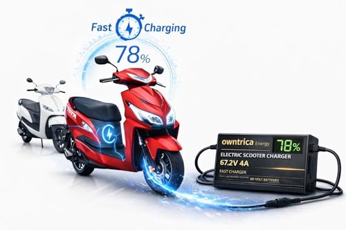 Image of Electric Scooter Charger 60V 4 AMP for Lead Acid, Graphene, 5 Battery Scooter, Longest 4 Meter Wire, with Percentage Screen.