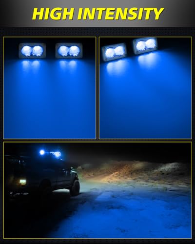 Image of Blue LED Pods Waterproof 3 Inch 40W CREE LED Marine Light Bars | IP68 Waterproof, High Intensity CREE LEDs, Diffused Flood Beam, White Housing Blue LED Pod lights for Truck Boat Fishing