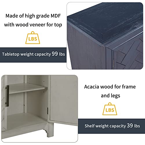 Cemkar Wood Accent Buffet Sideboard Serving Storage Cabinet With 2 Door Cabinets And Adjustable Shelves, 40" Console Table Sofa Table For Living Room, Entryway, Kitchen Dining Room (Antique Blue) #TOP5