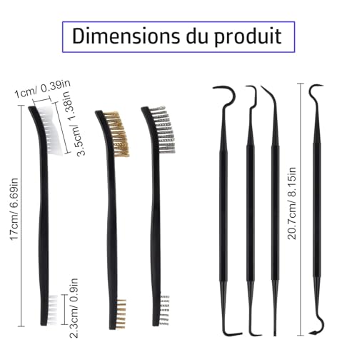 FHGLER 6 Stück Metallbürste mit doppeltem Ende + 4 Stück Reinigungsspitzen, Mini-Bürsten aus Metall zum Reinigen von Schlacken und Rollen