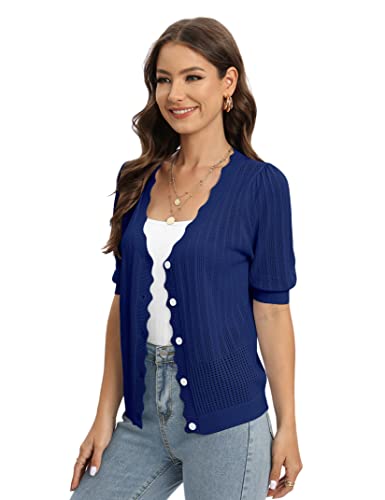 Image of Womens Cropped Cardigan Knit Shrugs for Dresses Tops V Neck Button Down Cardigans Sweaters