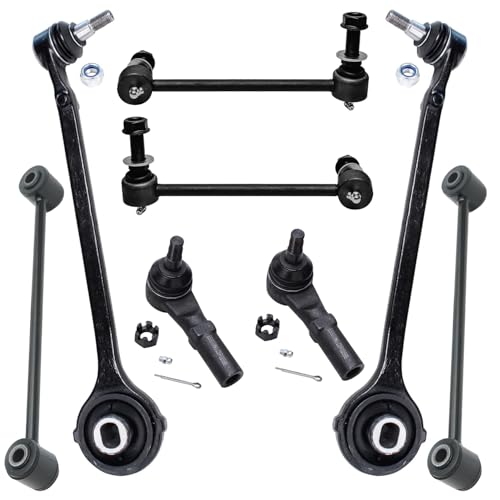 Image of Detroit Axle - RWD End Suspension Kit for 2011-2023 Chrysler 300 Dodge Charger Challenger, 2 Front Lower Forward Control Arms 2 Front Outer Tie Rods 4 Front Rear Sway Bar Ends Replacement