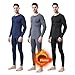 HUBGFEQ Men's Thermal Shapewear Skiing Warm Base Layer Set Fleeced Tops & Pants Fitness Sports Pants+Shirt-Blue-XXL