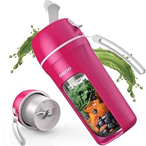 GREECHO Draagbare blender, éénhandige mini-blender voor shakes en smoothies, persoonlijke blender met oplaadbare USB, gemaakt van BPA-vrij materiaal, draagbare sapcentrifuge, rozerood