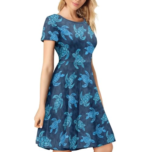 Image of Biyejit Women's Summer Casual Short Sleeve T-Shirt Swing Dress Crew Neck Plus Size S-4XL