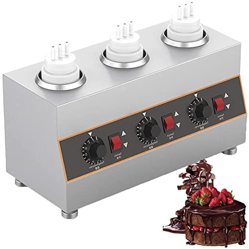 KUYBTU Commercial Sauce Warmer Dispenser, Warmer Cheese Dispenser with 650Ml Bottles, Jam Heat Preservation Machine for Cheese/Hot Dog/, 30-85℃ Temp Adjustable,3Grid-3Grid