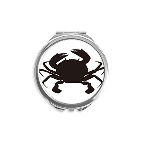 Miroir de poche crabe noir et motif marin pour retouches maquillage faciles