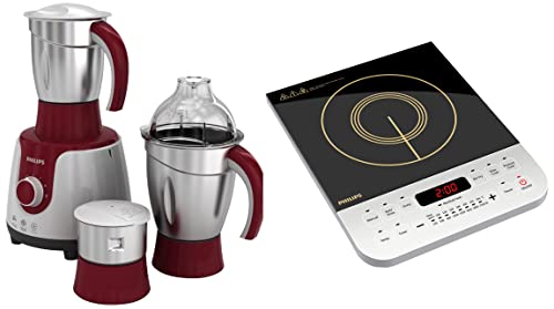 Image of Philips HL 7720 750-Watt Mixer Grinder + Philips Viva Collection HD4928 /01 2100-Watt Induction Cooktop