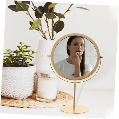 Espejo de maquillaje redondo decorativo dorado moderno miniatura 5