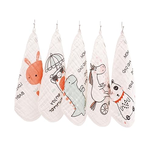 TOYANDONA 5 Piezas De Toallas De Baño Para Bebé Toallas Para Bebé Paños Para Bebé Toallitas De Baño Para Bebé Toalla Con Estampado Animal Toallas Infantiles Pañuelo Para Niños Toalla