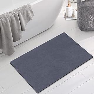Bath Mat Water Absorbent Bathroom Mat Non Slip Anti Mould Bathroom Rugs(40x60cm) Diatomaceous Earth Bathroom Carpet Quick Dry Anti-slip Floor Mat for Shower Stall Bathtub Sink Bedroom (Navy Blue)