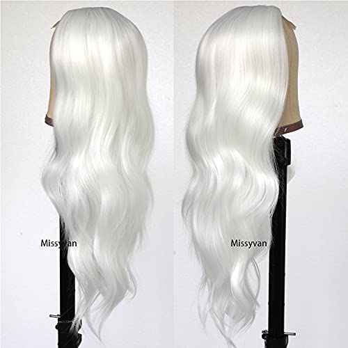 Missyvan Long Loose Wave Hair White Color Wigs Glueless Heat Resistant Fiber Hair Synthetic Wigs For Fashion Women Natural Hair Line #TOP4