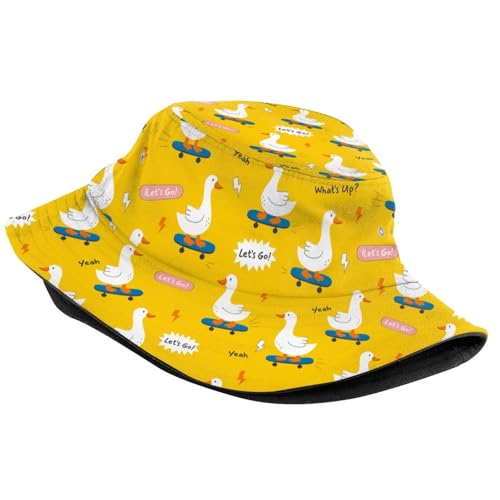 Image of Bucket Hat Cute Silly Goose Fisherman Hat for Women Men, Funny Summer Outdoor Beach Hat Packable Sun Cap for Travel Hiking