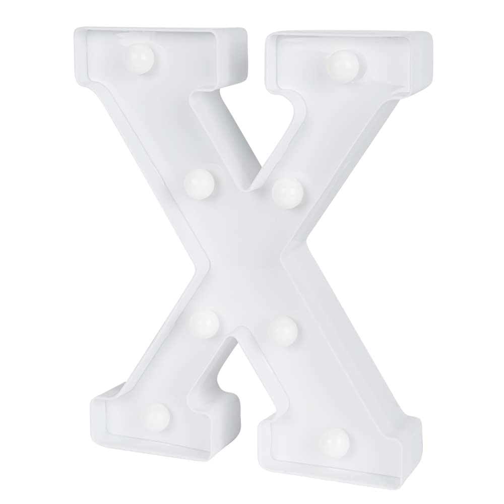 Restaurantware White Led Marquee Letter X Sign, 6.9 x 1.2 x 8.7 In