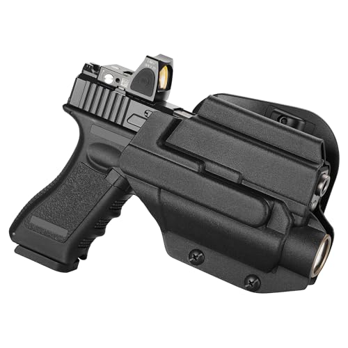 OWB Kydex Light Bearing Holster for Glock 17/19 with Streamlight TLR-1 HL/TLR-2, Friction Retention Level I Holder, Optic Cut Fit Red Dot Sight, Right Hand