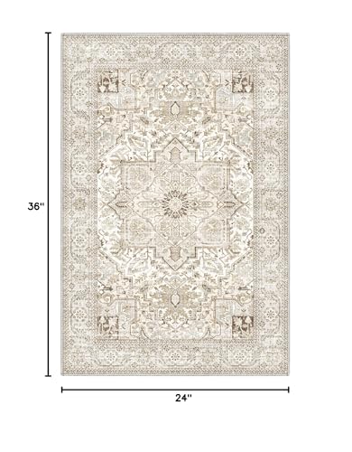 Tapete decorativo 2x3 ligero y lavable beige miniatura 3
