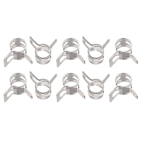 uxcell 10pcs 6mm Spring Band Type Action Fuel/Silicone Vacuum Hose Pipe Clamp Low Pressure Air Clip Clamp, Nickel Plated