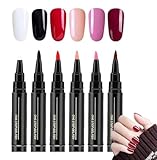 Stylo Vernis À Ongles 6 Couleurs,Crayon Vernis à Ongles,Vernis Stylo,Stylo Nail Art Ongle,Verni À Ongles UV, Accessoires De Peinture Pour Manucure,Pinceau De Stylo De Gel À Ongles (Set A)