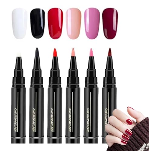 Stylo Vernis À Ongles 6 Couleurs,Crayon Vernis à Ongles,Vernis Stylo,Stylo Nail Art Ongle,Verni À Ongles UV, Accessoires De Peinture Pour Manucure,Pinceau...