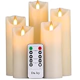 Da by Flameless Candles LED Pillar Candles ，Battery Operated Candles Wich Remote and Timer, Flickering LED Candles,Real Wax,Set of