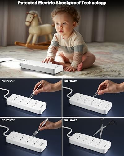 Image of FEDUS Surge Protector, 8 Universal Sockets with MOV, OLP Protection, 5 Meter 16 Feet Long Cable, Extension Board Cord, Automatic Overload Protection, Fireproof Power Strip Switch Board, Spike Guard