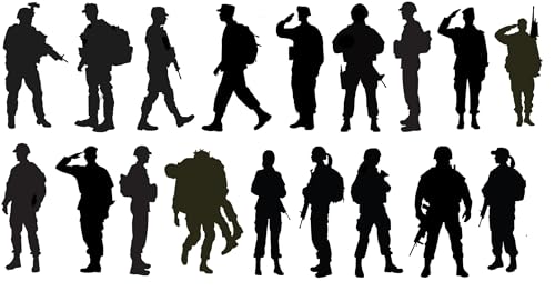 Hatcherabilia Paquete de 18 pegatinas de soldado militar, regalos del ejército, pegatinas para ordenador portátil, pegatinas para álbumes de recortes, pegatinas para coche, pegatinas para botellas de