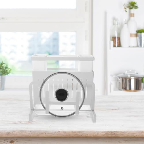 Estantería de cocina para eliminar el caos en encimeras con soporte de acero blanco 7
