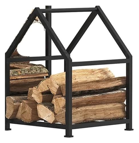 Accesorios para chimenea, estante para leña al aire libre, estante de almacenamiento de hierro para sala de estar, partición de madera duradera, ideal para uso en interiores y exteriores