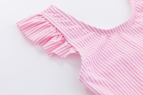 LIZENS Girls One Piece Swimsuits Ruffled Hem Bathing Suit, Flounce Striped Cute Girls Bikini for Kids 2-12 Years3
