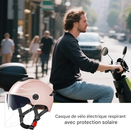 Casque de moto demi-jet à double visière respirant pour scooter et racing